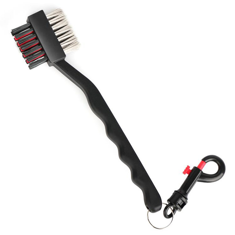 2-zijdige messing draden nylon reinigingsset gereedschap golfborstel clip groefbalreiniger heet (1)
